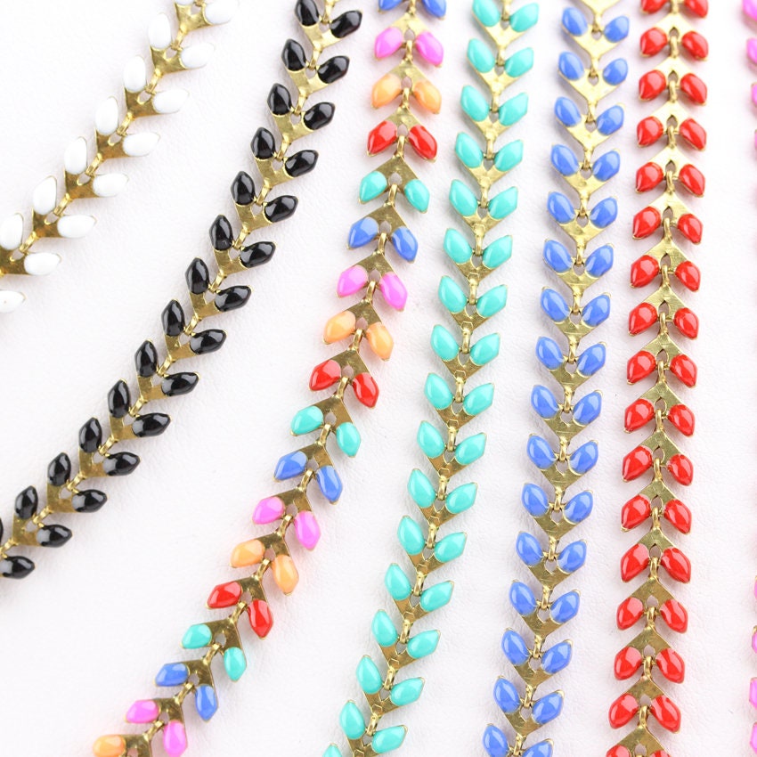 10feet,Rectangle Copper Beads Colorful Enamel Link Chains Findings,High
