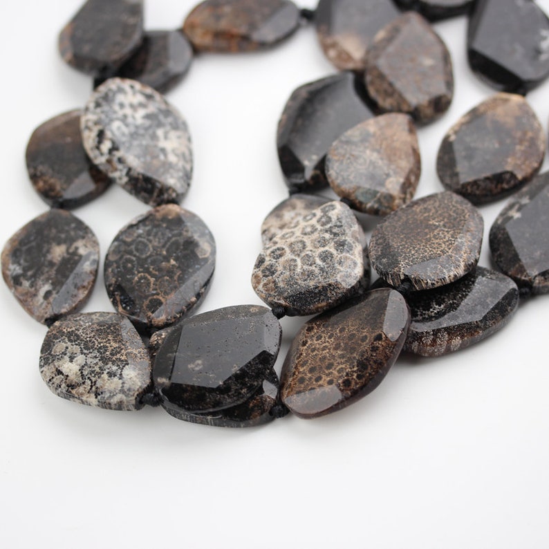 Faceted Slab Black Coral Jade Gemstones Loose Beads Pendants | Etsy