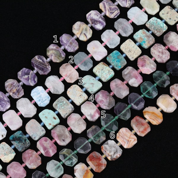 High Quality Agate Slice Beads Large Faceted Turquoise Nuggets Slab Beads Rainbow Fluorite Focal Gemstone Beads Supplies 15.5" full strand