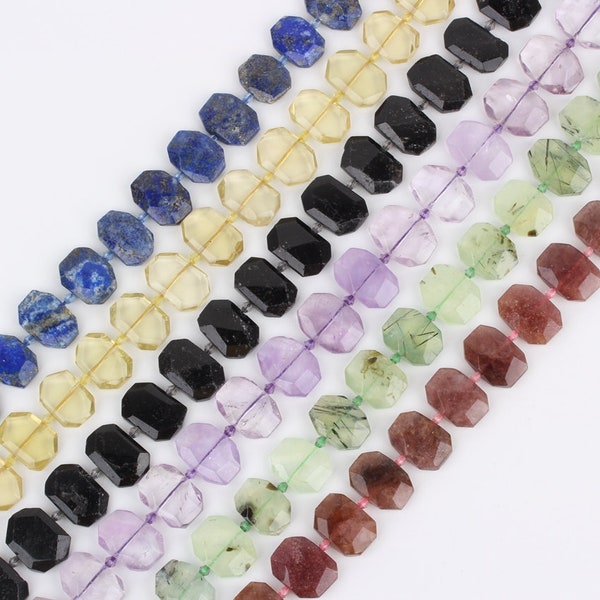 Faceted Beads Flat Rectangle Slice Slab Beads Amethyst Lapis Citrine Prehnite Gemstone Beads Crystals Gems Nugget Pendants Supplies Bulk