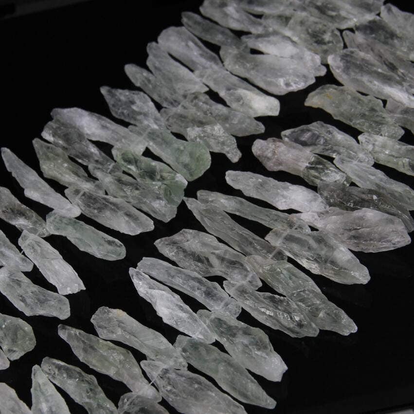 Raw Light Green Crystal Quartz Point NuggetRough Long White Etsy