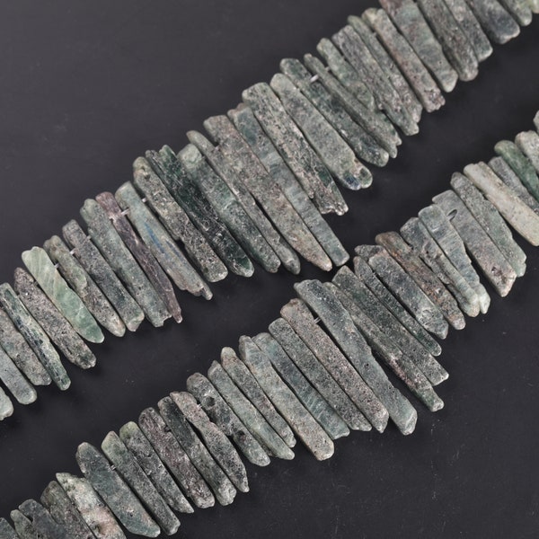 Green Kyanite Jade Sticks Beads Raw Kyanite Shard Slice Nugget Beads Rough Gemstone Beads Jewelry Making Pendants Charms