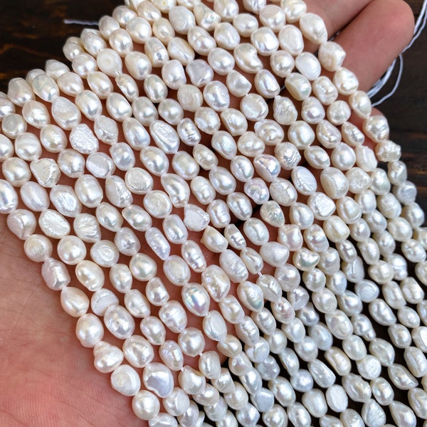 Natural Pearl Beads,White Freshwater Nugget Pearl Beads,Freeform Pearl Beads,Wedding Pearls,DIY Jewelry for Necklace