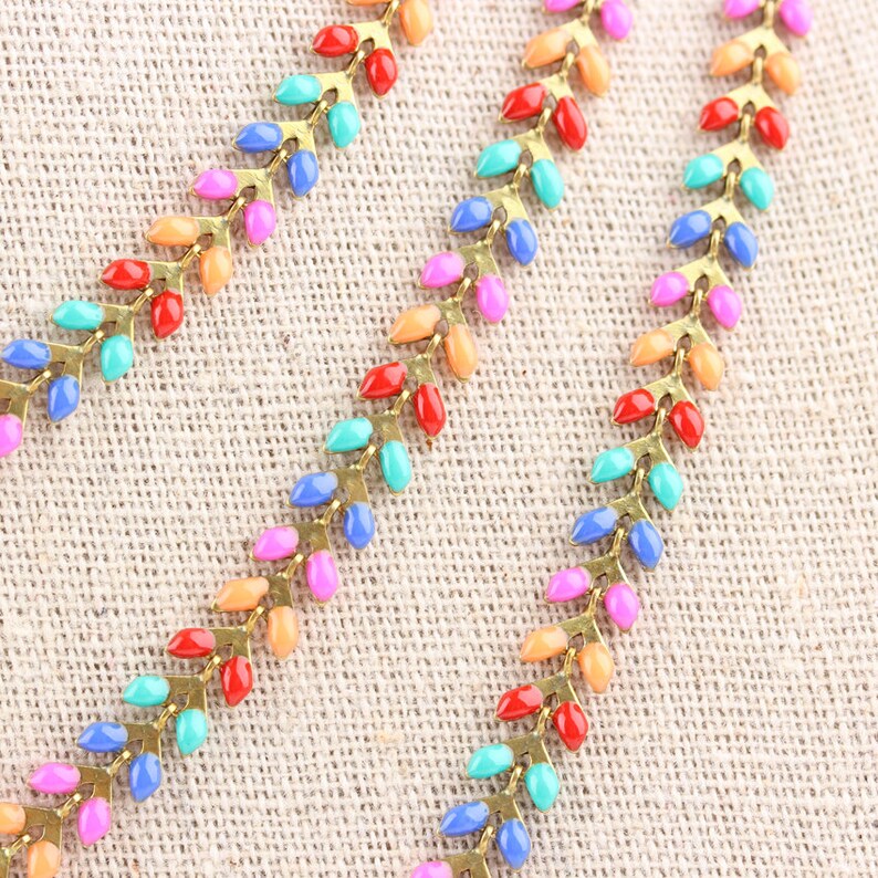 10feet Colourful Enamel Beaded Chevron Chains Findingsenamel Etsy