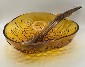 Indiana Glas Golden Amber 3 teilig Salat Set #0850 Traube