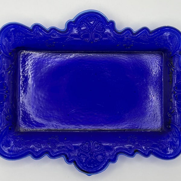 Rare Vintage Cobalt Blue Glass Vanity Tray GORGEOUS!!!