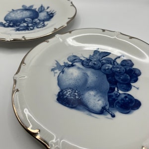 Lot de 2 assiettes à fruits Schumann Echt, bleu cobalt, bords platine image 5