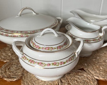 Vintage Antique Johnson Bros England Porcelain China Coffee Creamer Set Sugar Bowl Gravy Boat Soup Tureen, Sold Seperately