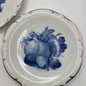 Lot de 2 assiettes à fruits Schumann Echt, bleu cobalt, bords platine image 3