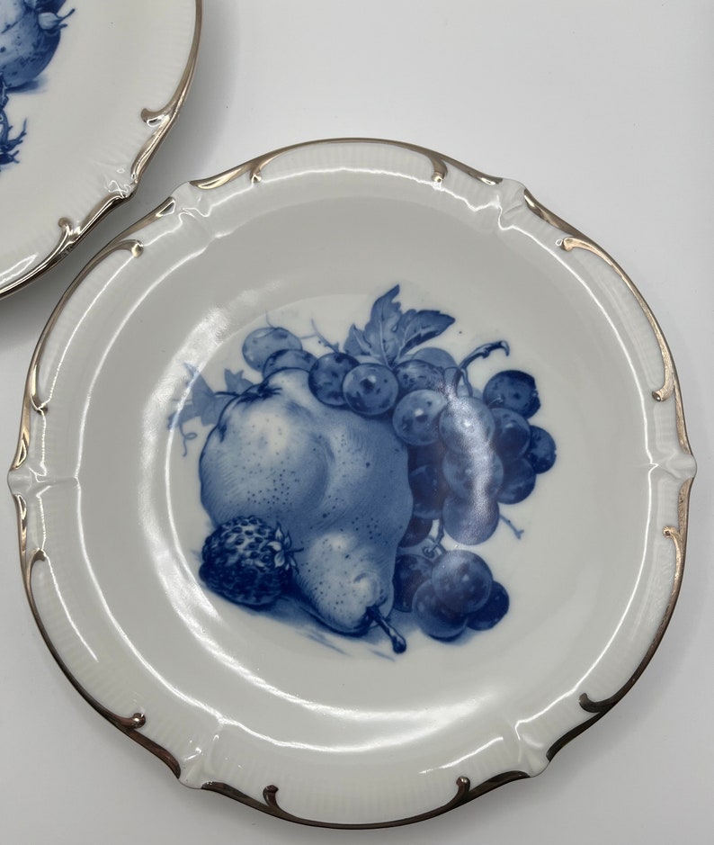 Lot de 2 assiettes à fruits Schumann Echt, bleu cobalt, bords platine image 3