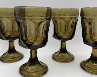 Verres à vin Anchor Hocking Fairfield en verre fumé vintage des années 1970