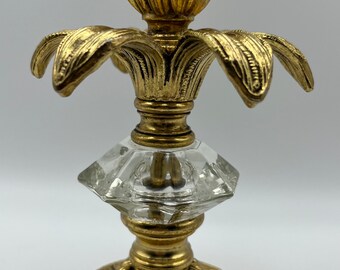 Vintage Hollywood Regency Kerzenhalter Halter Die Form Messing Gold Vergoldet Glas Blütenblätter