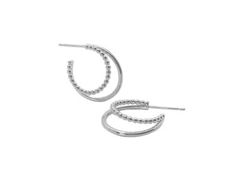 Silver double hoops