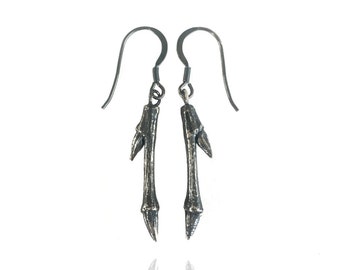 Oxidised Silver Twig Earrings