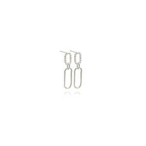 Silver double oval link studs