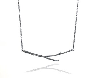 Organic cast twig necklace in 18ct gold vermeil