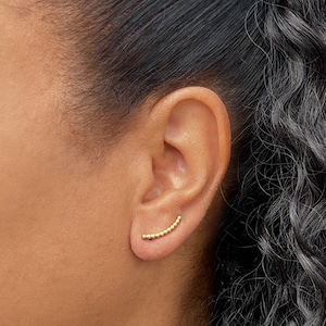 Beaded Gold Earclimbers