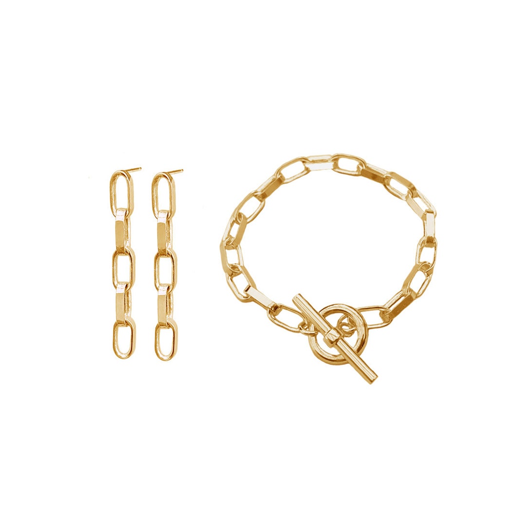 Gold Chunky Chain Link Jewellery Set Etsy