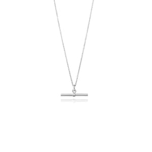Sterling Silver Bar Necklace – Handmade Minimalist T-Bar Pendant, 18-20in Extendable Chain – Dainty Everyday Jewelry, Gift for Her