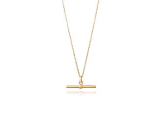 Gold Vermeil Mini Bar Necklace: Handmade Dainty T-Bar Pendant