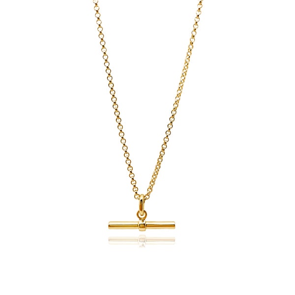 Classic T-bar necklace in 18ct gold vermeil on an 18-20" extendable belcher chain, bar pendant, balance bar necklace, gift for her