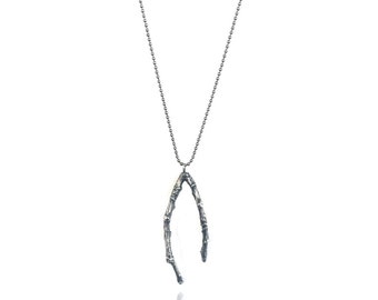 Oxidised Silver Twig Necklace Medium