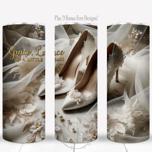 Bride To Be Tumbler Wrap, Wedding Sublimation PNG, Lace And High Heels Design For 20 oz Skinny Tumblers, Bridal Party, Bachelorette Download