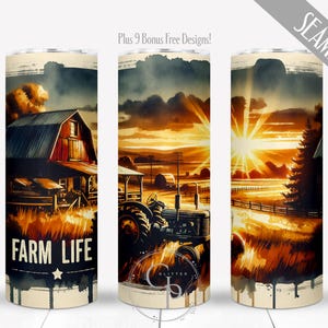 Country Tumbler PNG, Rustic Tractor Farm Tumbler Wrap Design For 20 oz Skinny Tumblers, Antique Barn, Rustic Ranch Image, Digital Download