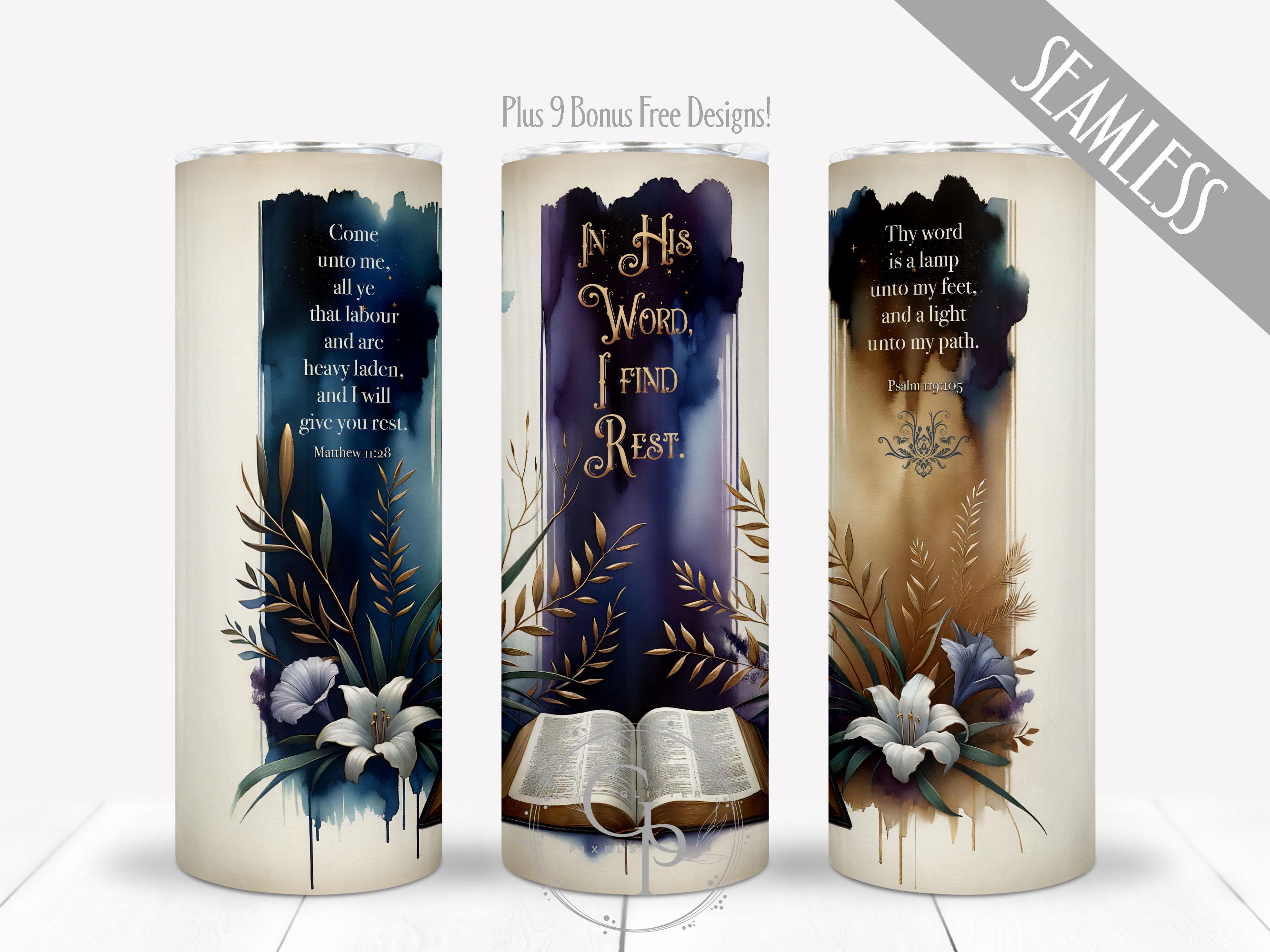 Citazioni di versetti della Bibbia, bicchiere cristiano in formato PNG, bicchiere con versetti della Bibbia, design a sublimazione sottile da 20 once, ispirazione per affermazioni di fede positive