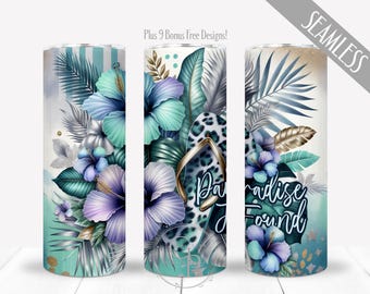 Sommarvibbar-sjal för 20 oz smala tumblers, sommarsublimeringsdesign, flip-flop leopardblommor PNG, glitter sommarsjal