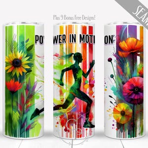 Womens Sports Tumbler Wrap, Racing Triathlon Marathon 20 oz Skinny PNG, Girl Running Design, Runner Jog Sublimation, Digital, Commercial