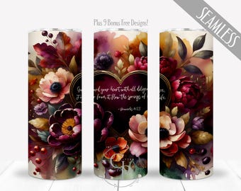 Guard Your Heart PNG, Prayer Tumbler Wrap For 20oz Skinny Straight Sublimation, Christian Faith Inspirational Jesus, Digital, Commercial