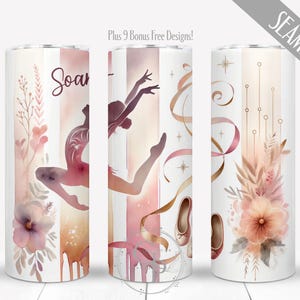 Girl Gymnast PNG Design For 20 oz Skinny Straight Tumbler Sublimation, Rhythmic Gymnastics Wrap, Tumbling School Club, Digital, Commercial