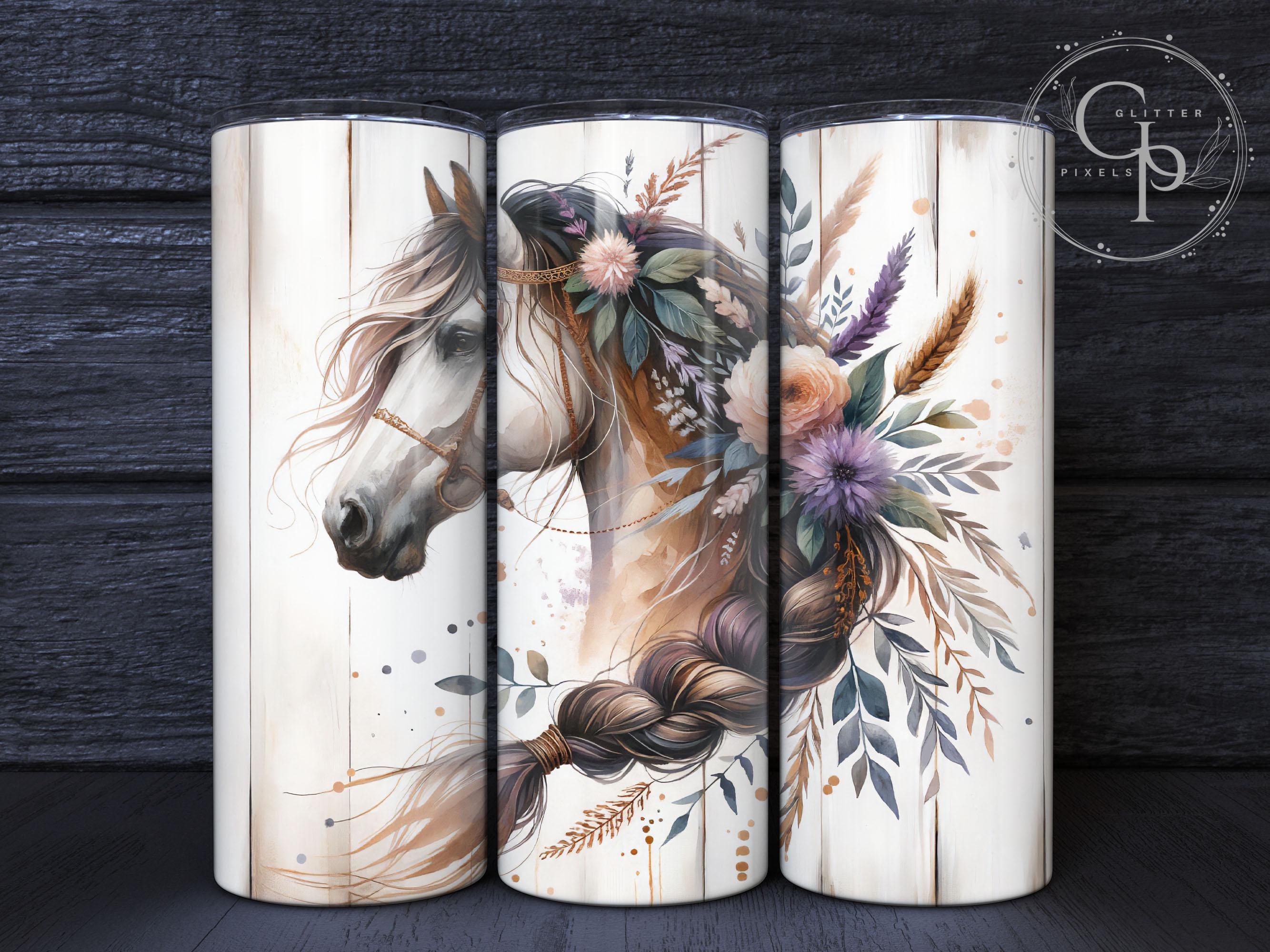Horse Tumbler Wrap Design for 20 Oz Skinny Tumbler Sublimation ...