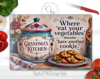 Funny Baking Quote Glass Cutting Board Sublimation Design, Dessert Baker Kitchen Art, Grandma Cookie Jar Grandkids PNG, Digital, Commercial