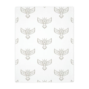 Golden Dove - White Velveteen Minky Blanket