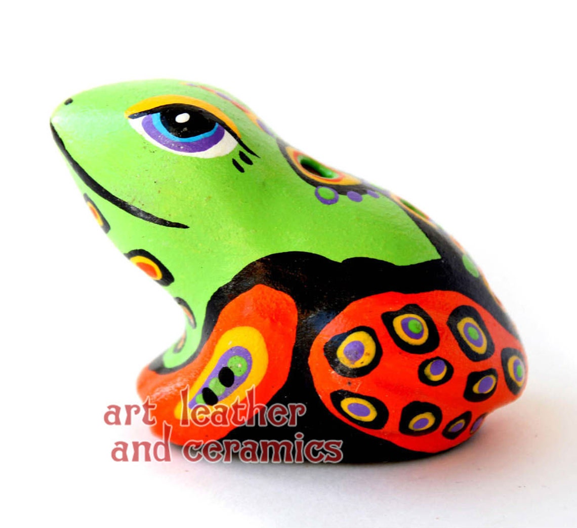 Ocarina Frog. Ceramic musical instrument. Souvenir Etsy