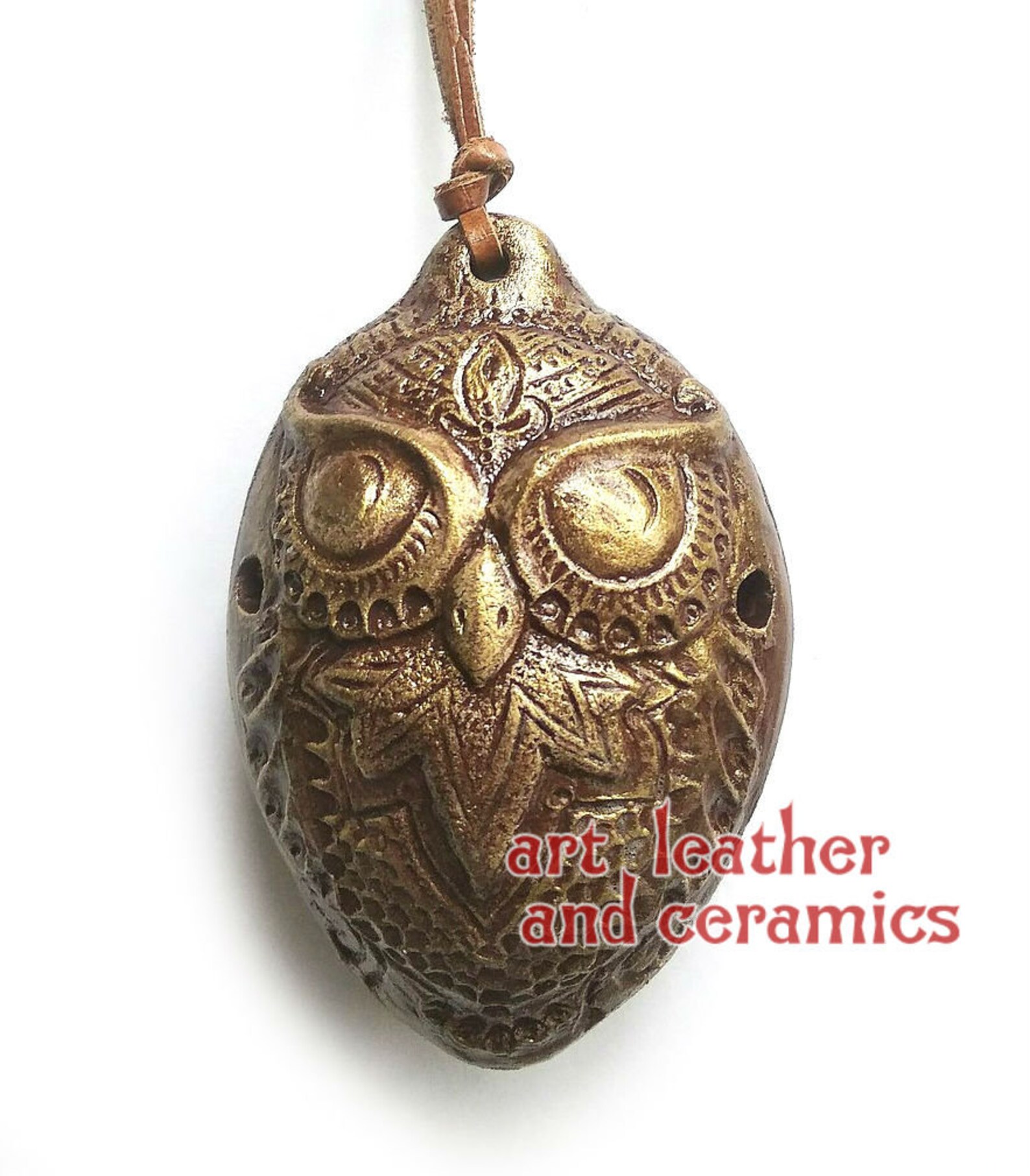 Ocarina Howlet. Ethnic owl. Ocarina pedant. Etsy