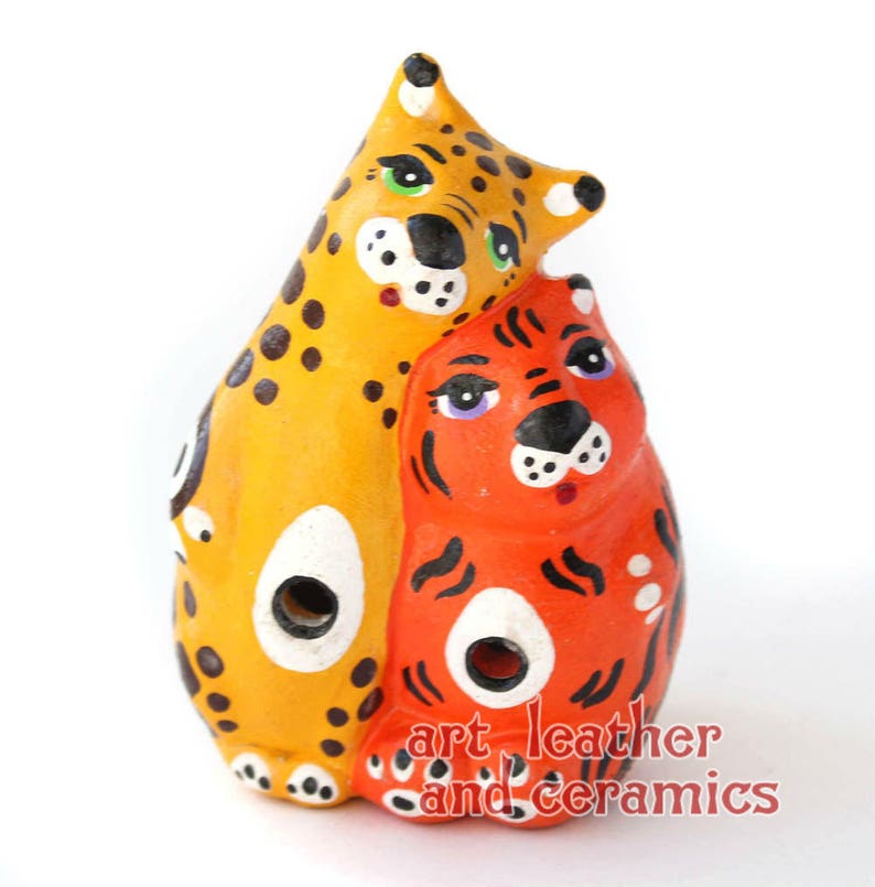 Clay Ocarina Tin whistle Cats.Exclusive whistle animals Etsy