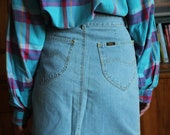 Vintage super cool blue jeans skirt by LEE retro 90s denim skirt size S M