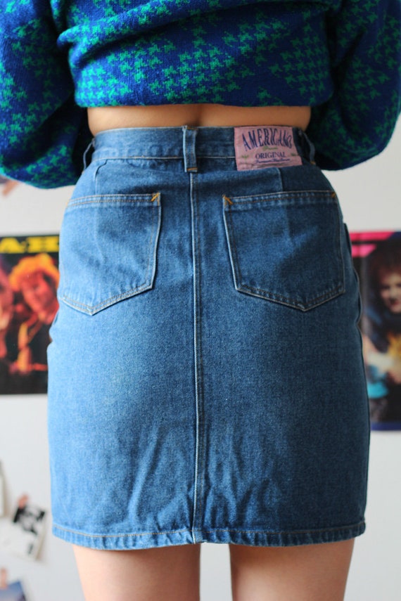 Vintage Blue Jeans Mini Skirt With 