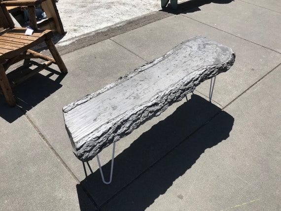 Wooden Concrete Coffee Table Bench Etsy