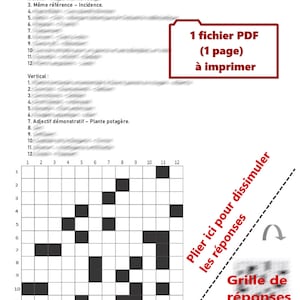 Mots croisés faits au Québec en Français grille no.1 sur 1 page PDF à imprimer soi-même