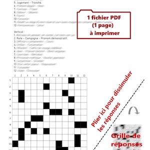Mots croisés faits au Québec en Français grille no.3 sur 1 page PDF à imprimer soi-même