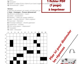 Mots croisés faits au Québec en Français grille no.3 sur 1 page PDF à imprimer soi-même