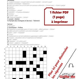 Mots croisés faits au Québec en Français grille no.2 sur 1 page PDF à imprimer soi-même