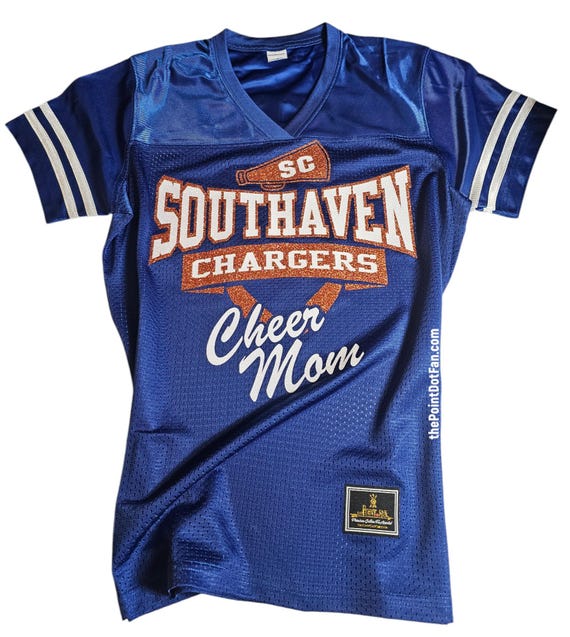 CHARGERS WOMENS V NECK CAP SLEEVE - CHEER MOM CHARGERS WOMENS V NECK CAP SLEEVE - CHEER MOM