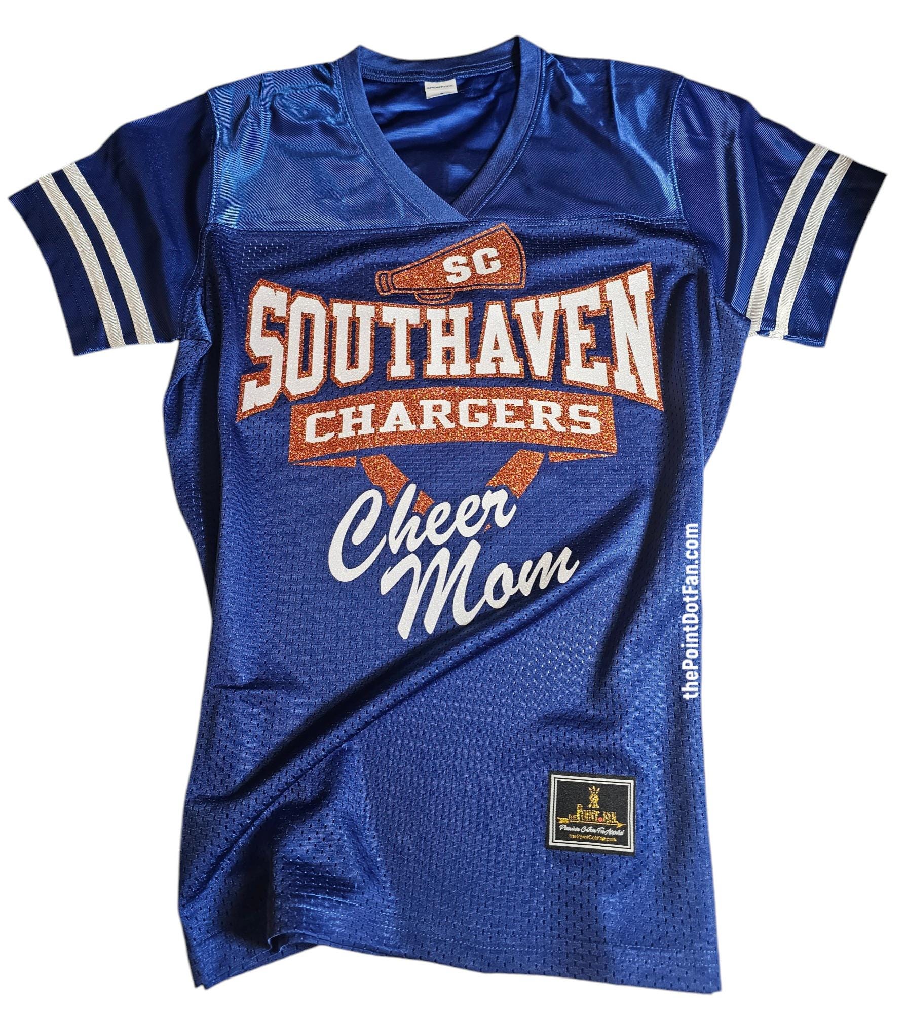 CHARGERS WOMENS V NECK CAP SLEEVE - CHEER MOM CHARGERS WOMENS V NECK CAP SLEEVE - CHEER MOM