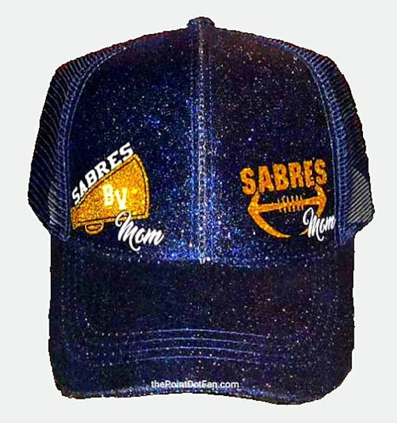 Football Mom Hat Custom CC Ponytail Trucker Cap Glitter Football Mom and Cheer Mom