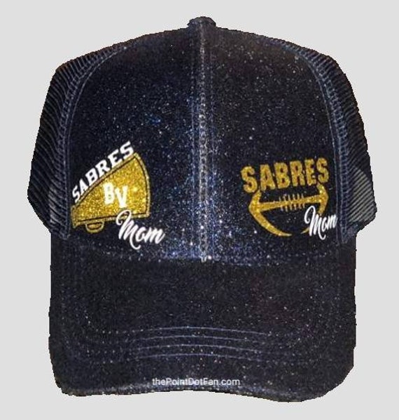 Custom CC Ponytail Trucker Cap Glitter Football Mom and Cheer Mom